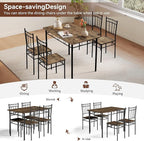 Vipbear 5-Piece Kitchen Table Set,Kitchen Dining Table Set for 4, Dining Room Table Sets with 4 Chairs,Rectangular Kitchen Table Set for Small Space, Dinette,Apartment, Classic Brown