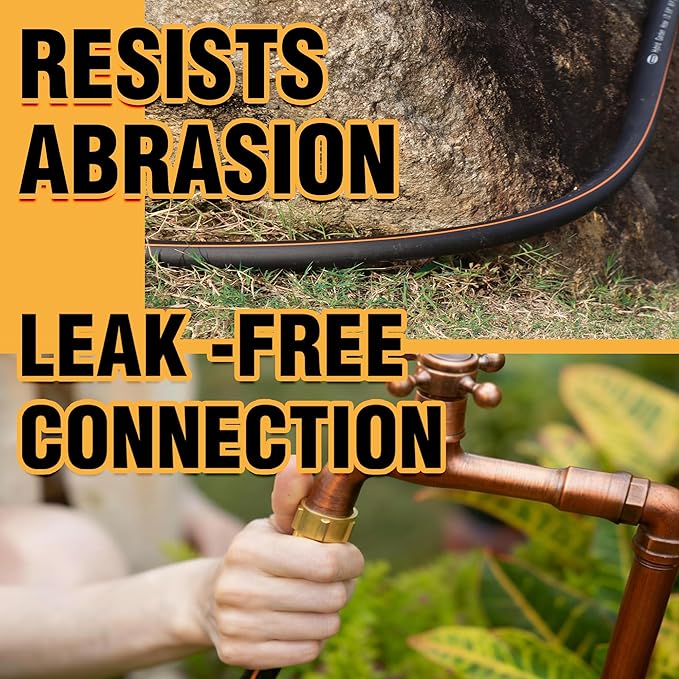 5/8 in. × 25 ft. High Flow Heavy Duty Garden Hose Flexible Hybrid Rubber Water Hose, No Memory Durable Premium Water Hose for Watering, Irrigation, Water Transfer Pump