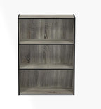 Furinno PASIR Book Shelf, 3-Tier Bookshelf, Storage Shelves Bookcase, 9.7 x 23.7 x 31.5, for Living Room, Bedroom, Home Office, French Oak