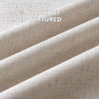 H.VERSAILTEX Linen Curtains 100% Blackout Curtains for Bedroom 54 inch Long Full Light Blocking Nature Linen Blended Window Curtains for Living Room Nickel Grommet (2 Panels, Heathered Natural)