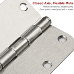 3 Pack Rounded Door Hinges Brushed Nickel 3.5 Inch 5/8" Radius Hardware Satin 3 ½" Heavy Duty Flat Iron Silver Hinge for Doors Kit Interior 3 1/2" Bedroom Kitchen Living Storage Study Room Hallway