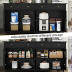 4 EVER WINNER Buffet Cabinet with Storage, 55" Black Sideboard Buffet Cabinet with Drawers and Doors, Coffee Bar for Dining Room