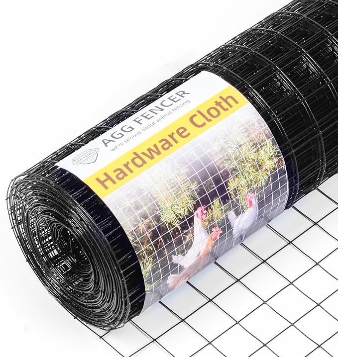 48in x 50ft Black Hardware Cloth 1.5 inch 16Ga PVC Coated Wire Mesh Vinyl Coated Fence, Welded Metal Chicken Wire Fencing Roll, Garden Plant Fencing, for Chicken Coop and Home Improvement