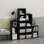 Furinno PASIR Book Shelf, 4-Tier Modern Bookshelf, Open Shelves Bookcase 9 x 12 x 42, Easy Assembly, for Living Room, Bedroom, Home Office, Blackwood