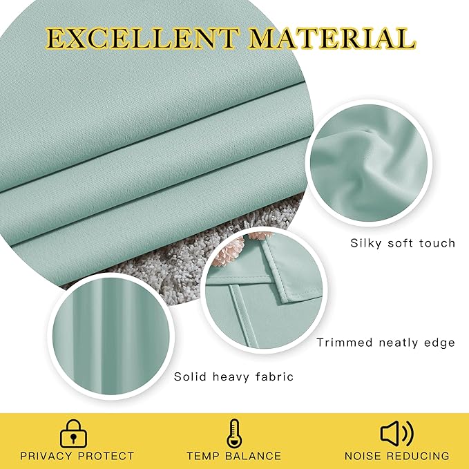 NICETOWN Aqua Blue Room Darkening Curtain Panels - Window Treatment Thermal Insulated Grommet Room Darkening Curtains/Panels/Drapes for Bedroom (2 Panels, 52 by 63, Aqua)
