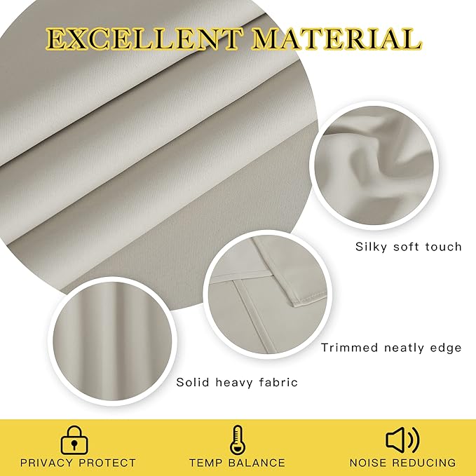 NICETOWN Extra Wide Blackout Sliding Door Curtains 95 inch Length - Grommet Insulated Curtain Light & Sound Blocking Drape for French Door/Patio Door (Natural, W100 x L95, 1 Panel)