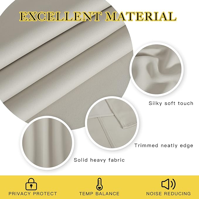 NICETOWN Extra Wide Blackout Sliding Door Curtains 108 inch Length - Grommet Insulated Curtain Light & Sound Blocking Drape for French Door/Patio Door (Natural, W100 x L108, 1 Panel)