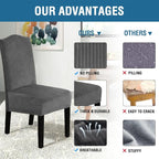 H.VERSAILTEX Velvet Dining Chair Covers Stretch Chair Covers for Dining Room Set of 4 Parson Chair Slipcovers Chair Protectors Covers Dining, Soft Thick Solid Velvet Fabric Washable, Grey Striped