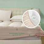 BEDLORE Twin XL Mattress Topper Viscose Derived from Bamboo, Thick Pillow Top Mattress Pad with Deep Pockets for 6-15 inches Mattress, Soft Mattress Topper College Dorm Size for Back Pain(Beige)