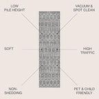 JONATHAN Y Boho Vintage Diamond Gray/Ivory Runner Rug 2X20 ft, Moroccan Hype for Living Room, Bedroom, Kitchen, Office, Easy-Cleaning, High Traffic, Pet-Friendly, Non-Shedding (MOH101C-220)