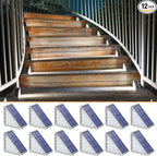 NIORSUN Solar Step Lights,12 Pack Cool White Solar Stair Lights Outdoor Waterproof IP67 Auto On Off,Solar Lights for Steps,Stair,Patio,Yard,Porch,Front Door,Sidewalk,Deck Decor