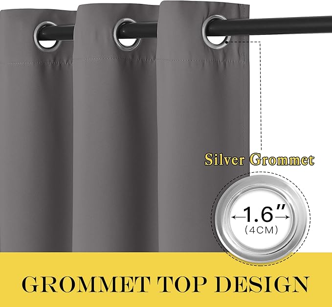 NICETOWN Blackout Window Curtain for Bedroom - (Grey Color) Home Decoration Thermal Insulated Room Darkening Drape/Drapery, W52 x L63 Inch, 8 Grommets/Rings Top, 1 Panel