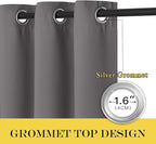 NICETOWN Blackout Curtain Drape for Bedroom - Grommet Noise Reducing Thermal Insulated Solid Room Darkening Window Treatment for Doorway/Kids Room (1 Panel, 66 x 66 Inch, Gray)