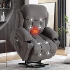 Power Lift Recliner Chair for Elderly with Vibration Massage and Lumbar Heating, Electric Lift Recliner Single Sofa with Side Pocket, Two Cup Holders and USB Charge Port for Living Room