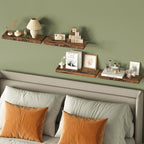 Fixwal 15.8in Wall Shelves, Rustic Wood Finish Floating Shelves Set of 4, Shelves for Wall Decor, with Invisible Brackets for Bathroom, Living Room,Bedroom and Kitchen(Rustic Brown) | Wall Shelves, for Bathroom, Living Room, Bedroom, Kitchen