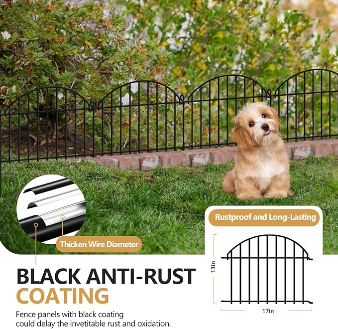 32 Panels Garden Fence, 45ft x 20in Animal Barrier Fences for Rabbits Dogs, Rustproof Metal Gardens Border Fencing, Arched Decorative Flower Bed Edging Barriers for Outdoor Yard Patio