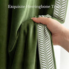 NICETOWN Rod Pocket Embroidered Trim Velvet Curtains, 2 Panels, Olive Green, 52" Wide, Thick Heavy Thermal Insulated Window Drapes 84 Inch Long for Bedroom/Living Room, Elegant Home Decor