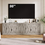 Buffet Cabinet with Storage, 55" Large Sideboard Storage Cabinet with Drawer, 4 Doors and Shelves, Modern Farmhouse Coffee Bar Table Kitchen Island Credenza for Kitchen, Entryway, Dining, Living Room