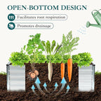 DUMOS Raised Garden Bed Outdoor, 6x3x2ft Planter Box Outdoor for Deep-Rooted Herbs/Flowers/Vegetables, Large Metal Garden Bed for Patio, Balcony and Backyard, Silver