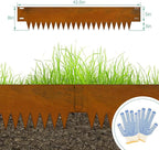 Cor Ten Steel Landscape Edging, 8Hx40L-Inch Metal Garden Edging, 6-Pack Hammer in Landscape Edging with 6 Clips and Gloves, Rustic
