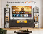Casaottima TV Stands for 40/43/50 Inch TV, Entertainment Center with LED Lights & Power Outlets, TV Stand Living Room with 5 Fabric Drawers, TV Console Cabinet for Bedroom, Black