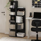 Furinno PASIR Book Shelf, 5-Tier Corner Bookshelf with Open Shelf, Standing Bookcase, 9.3 x 12 x 51.7, for Organization and Storage, for Living Room, Bedroom, Home Office, Blackwood