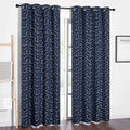 NICETOWN Blackout Curtain Panels 84 inches Long, Window Treatment Foil Printed Diamond Pattern Thermal Insulated Grommet Blackout Drapes for Living Room/Office/Guest Room(Navy, 1 Pair, 52 inches Wide)