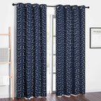 NICETOWN Blackout Curtain Panels 84 inches Long, Window Treatment Foil Printed Diamond Pattern Thermal Insulated Grommet Blackout Drapes for Living Room/Office/Guest Room(Navy, 1 Pair, 52 inches Wide)