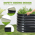 24" Tall Galvanized Raised Garden Bed Outdoor, 8x2x2ft Deep Metal Planter Box with Safety Edging & Support Bars, Large Oval Raised Beds for Gardening Plants Vegetables Herbs Flowers (Dark Grey)