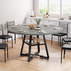 51" Round Dining Table for 6,Kitchen Dining Room Circle Dinner Pedestal Table,Space Saving Wood Kitchen & Dining Room Furniture (Grey, 51In)