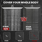 Shower Head,12”Rain Shower Head with Handheld Spray Combo and Adjustable Extension Arm/Shower System,High Pressure Rain Fall Hose,Chrome