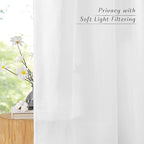NICETOWN White Linen Curtains 90 inches Long, Grommet Thick Linen Blend Privacy Added with Light Filtering Window Treatments for Nursery/Bedroom, W42 x L90, 2 Panels