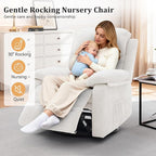 Recliner Chair, 360 Swivel Rocker Chair for Adults, Small Rocking Recliner Chair for Small Spaces, Upholstered Chenille Fabric Glider Recliner Nursery Chair with Side Pockets for Living Room