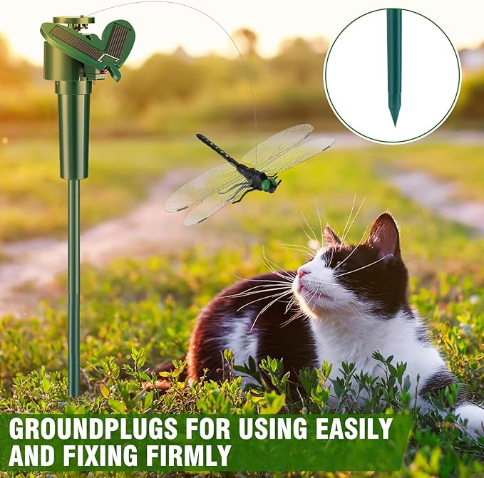 6 Pcs Solar Flying Moving Fluttering Waterproof Garden Stakes Decorations for Home Yard Pathway Garden Landscape Christmas Outdoor Indoor Centerpieces Gift Decorations (Dragonfly)
