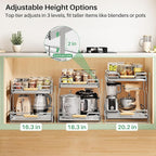 Pull out Cabinet Organizer, 2 Tiers 17"W X 21"D, Heavy Duty Smooth Sliding Under Cabinet Shelves for Pots and Pans, Full-Extension Roll out Drawers, Slide out Organization for Home Kitchen Pantry