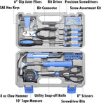 CARTMAN Home Tool Set Kit, Basic Household Hand Tools with Storage Case Light Blue