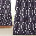 NICETOWN Blackout Curtains Panels for Living Room, Greyish Purple, 52" Wide x 84" Long, 2 Panels, Sound Reducing Thermal Insulated Wave Line Foil Print Design Curtains for Patio Sliding Glass Door