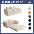 MAXYOYO Convertible Sofa Bed, Pull Out 3 Seater Sleeper Sofa, 2 in 1 Folding Couch Bed, Fold Out Floor Couch with Pillows for Living Room Bedroom Lounge, Beige