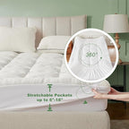 BEDLORE RV Queen Mattress Topper Viscose Derived from Bamboo,Pillow Top Mattress Pad with Stretchable Pockets for 6-18 inches Mattress, Soft Breathable Mattress Topper for Back Pain Relief