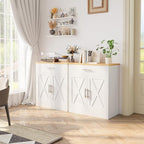 Shintenchi Farmhouse Storage Cabinets with Doors and Shelves,Kitchen Barn Door Storage Cabinet with Drawers,Coffee Bar Cabinet Buffest Sideboard for Dining Room,Bathroom,Entryway