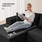 110” Cloud Sectional Couch, Modular Sectional Sofa with Deep Seat, Boneless Sofa for Living Room, Fluffy Comfy U-Shaped Couch with Left Facing Chaise, No Assembly Required, Black