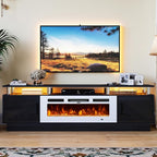 70" TV Stand for Living Room, Modern Entertainment Center & Media Console, Fits TVs up to 80", Storage Cabinet with Shelves, 36" Electric Fireplace with LED Flame