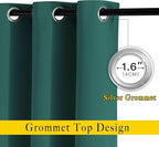 NICETOWN Blackout Curtains for Girl's Room， Thermal Insulated Solid Grommet Room Darkening Curtains/Panels/Drape for Bedroom (Hunter Green， 1 Pair， 46 by 90-Inch)