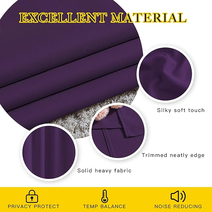 NICETOWN Blackout Curtains Drapery Panels - Window Treatment Royal Purple Blackout Curtains/Panels for Bedroom/Living Room Window, 84 inches Long, 2 Panel Set