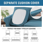 H.VERSAILTEX 3PC Stretch Sofa Covers for Loveseat - Base & 2 Seat Cushions, Thicker Jacquard Fabric (Medium, Storm Blue)