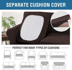 H.VERSAILTEX 3 Piece Stretch Sofa Covers for 2 Cushion Sofa Couch Covers for Living Room Sofa Slipcovers (Base Cover Plus 2 Seat Cushion Covers) Thicker Jacquard Fabric(Large Sofa, Chocolate)
