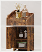 Bathroom Storage Cabinet, Small Corner Floor Cabinet with 2 Doors and Adjustable Shelf, Narrow Toilet Paper Cabinets, Bathroom Organizer for Small Spaces, 7.9"D x 9.8"W x 29.5"H Rustic Brown