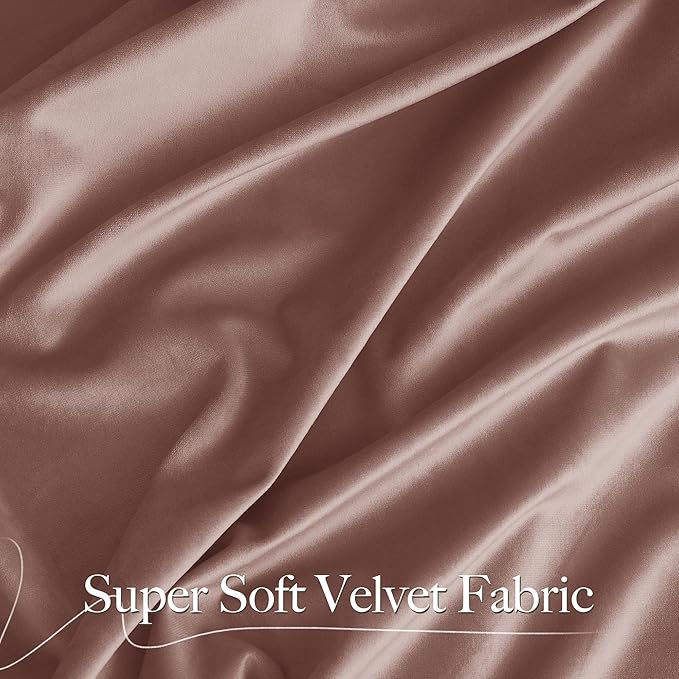 NICETOWN Dusty Pink Velvet Curtains for Backdrops, 120" Long Thermal Insulated Room Darkening Drapes for Film, Extra Long Window Treatments for Large Sliding Door(2 Panels, 52 x 120)