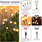 TONULAX Solar Garden Lights - Upgraded Solar Swaying Light, Sway by Wind, Outdoor Lights, Yard Patio Pathway Decoration, High Flexibility Iron Wire & Heavy Bulb Base, Warm White(6 Pack)