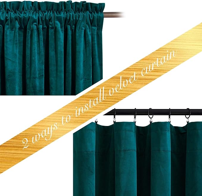 NICETOWN Teal Curtains for Living Room, Rod Pocket Privacy Enhancing Light Control Curtains for Guest Room, Bedroom(2 Panels, 52 inches Wide, 96 inches Long)